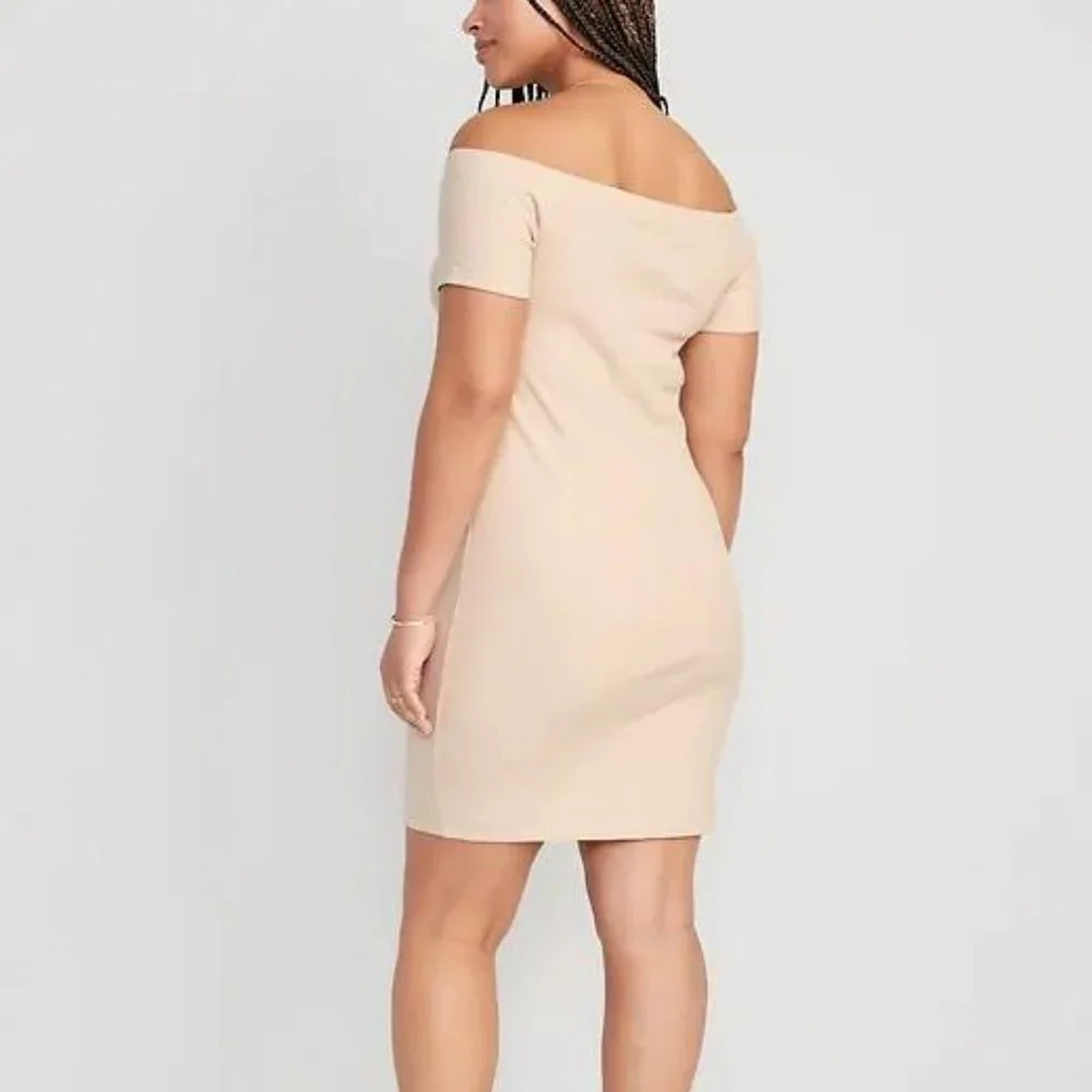 NWT Old Navy Fitted Off-The-Shoulder Rib-Knit Mini Dress for Women - Picture 4 of 6